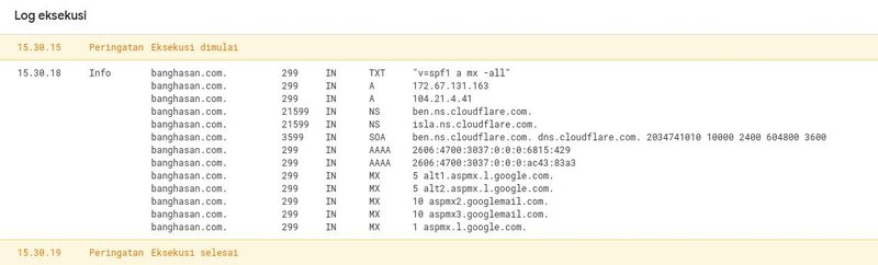 Hasil DNS Lookup